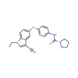 CCn1cc(C#N)c2cc(Oc3ccc(NC(=O)[C@@H]4CCCN4)cc3)ccc21 ZINC000299862717