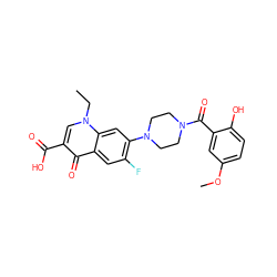 CCn1cc(C(=O)O)c(=O)c2cc(F)c(N3CCN(C(=O)c4cc(OC)ccc4O)CC3)cc21 ZINC000653699458