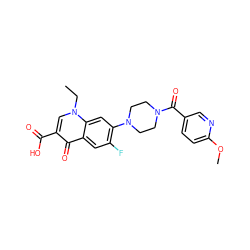 CCn1cc(C(=O)O)c(=O)c2cc(F)c(N3CCN(C(=O)c4ccc(OC)nc4)CC3)cc21 ZINC000653716305