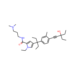 CCn1cc(C(CC)(CC)c2ccc(C#CC(O)(CC)CC)c(C)c2)cc1C(=O)NCCCN(C)C ZINC001772617481