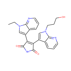 CCn1cc(C2=C(c3cn(CCCO)c4ncccc34)C(=O)NC2=O)c2cccnc21 ZINC000026968760