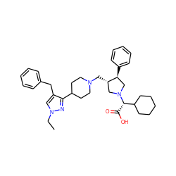 CCn1cc(Cc2ccccc2)c(C2CCN(C[C@H]3CN([C@@H](C(=O)O)C4CCCCC4)C[C@@H]3c3ccccc3)CC2)n1 ZINC000053275910