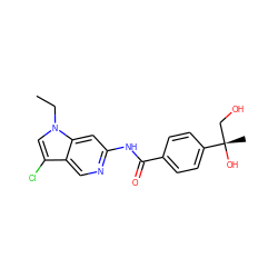 CCn1cc(Cl)c2cnc(NC(=O)c3ccc([C@@](C)(O)CO)cc3)cc21 ZINC000118577991