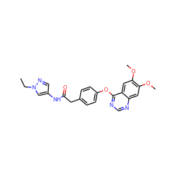 CCn1cc(NC(=O)Cc2ccc(Oc3ncnc4cc(OC)c(OC)cc34)cc2)cn1 ZINC000035879486