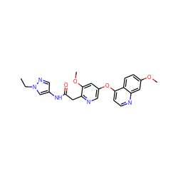 CCn1cc(NC(=O)Cc2ncc(Oc3ccnc4cc(OC)ccc34)cc2OC)cn1 ZINC000084616004