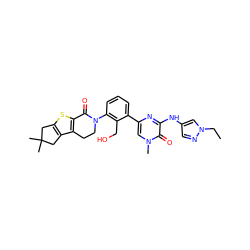 CCn1cc(Nc2nc(-c3cccc(N4CCc5c(sc6c5CC(C)(C)C6)C4=O)c3CO)cn(C)c2=O)cn1 ZINC000167721574