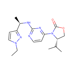 CCn1ccc([C@@H](C)Nc2nccc(N3C(=O)OC[C@@H]3C(C)C)n2)n1 ZINC000142077501