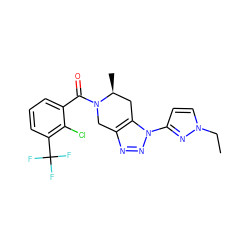 CCn1ccc(-n2nnc3c2C[C@H](C)N(C(=O)c2cccc(C(F)(F)F)c2Cl)C3)n1 ZINC000222047151