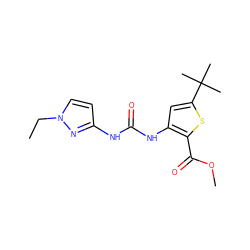 CCn1ccc(NC(=O)Nc2cc(C(C)(C)C)sc2C(=O)OC)n1 ZINC000026667496