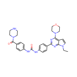 CCn1ccc2c(N3CCOCC3)nc(-c3ccc(NC(=O)Nc4ccc(C(=O)N5CCNCC5)cc4)cc3)nc21 ZINC000049781112