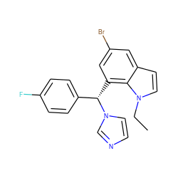 CCn1ccc2cc(Br)cc([C@@H](c3ccc(F)cc3)n3ccnc3)c21 ZINC000013489558