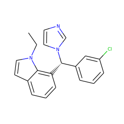 CCn1ccc2cccc([C@@H](c3cccc(Cl)c3)n3ccnc3)c21 ZINC000013489552