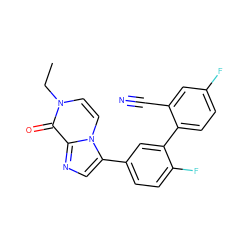 CCn1ccn2c(-c3ccc(F)c(-c4ccc(F)cc4C#N)c3)cnc2c1=O ZINC000003820383