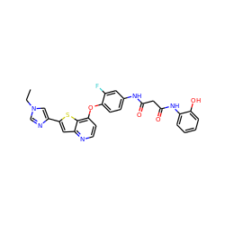 CCn1cnc(-c2cc3nccc(Oc4ccc(NC(=O)CC(=O)Nc5ccccc5O)cc4F)c3s2)c1 ZINC000049723351