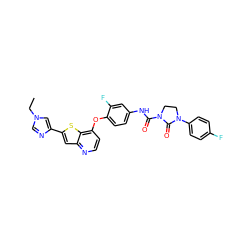 CCn1cnc(-c2cc3nccc(Oc4ccc(NC(=O)N5CCN(c6ccc(F)cc6)C5=O)cc4F)c3s2)c1 ZINC000043203074