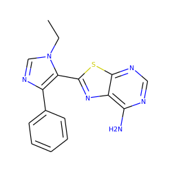 CCn1cnc(-c2ccccc2)c1-c1nc2c(N)ncnc2s1 ZINC000049031851