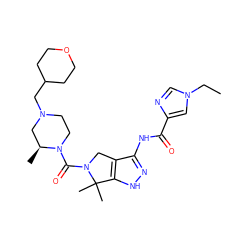 CCn1cnc(C(=O)Nc2n[nH]c3c2CN(C(=O)N2CCN(CC4CCOCC4)C[C@@H]2C)C3(C)C)c1 ZINC000149135048