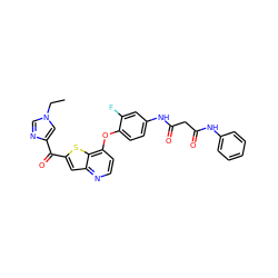 CCn1cnc(C(=O)c2cc3nccc(Oc4ccc(NC(=O)CC(=O)Nc5ccccc5)cc4F)c3s2)c1 ZINC000049678081