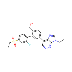 CCn1cnc2c(-c3ccc(CO)c(-c4ccc(S(=O)(=O)CC)cc4F)c3)cnnc21 ZINC000218113700