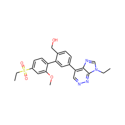 CCn1cnc2c(-c3ccc(CO)c(-c4ccc(S(=O)(=O)CC)cc4OC)c3)cnnc21 ZINC000218113800