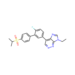 CCn1cnc2c(-c3ccc(F)c(-c4ccc(S(=O)(=O)C(C)C)cc4)c3)cnnc21 ZINC000150117874