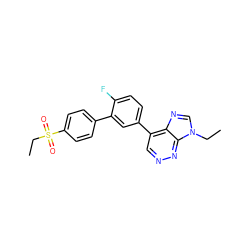 CCn1cnc2c(-c3ccc(F)c(-c4ccc(S(=O)(=O)CC)cc4)c3)cnnc21 ZINC000218113931