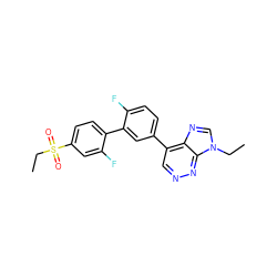 CCn1cnc2c(-c3ccc(F)c(-c4ccc(S(=O)(=O)CC)cc4F)c3)cnnc21 ZINC000149944170