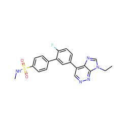 CCn1cnc2c(-c3ccc(F)c(-c4ccc(S(=O)(=O)NC)cc4)c3)cnnc21 ZINC000150235024