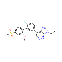 CCn1cnc2c(-c3ccc(F)c(-c4ccc(S(C)(=O)=O)cc4OC)c3)cnnc21 ZINC000150116902