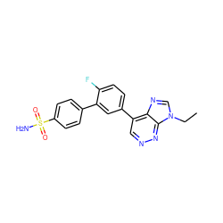 CCn1cnc2c(-c3ccc(F)c(-c4ccc(S(N)(=O)=O)cc4)c3)cnnc21 ZINC000150030505