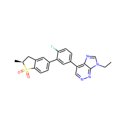 CCn1cnc2c(-c3ccc(F)c(-c4ccc5c(c4)C[C@H](C)S5(=O)=O)c3)cnnc21 ZINC000218114058