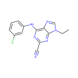 CCn1cnc2c(Nc3cccc(Cl)c3)nc(C#N)nc21 ZINC000036379294