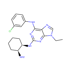 CCn1cnc2c(Nc3cccc(Cl)c3)nc(N[C@@H]3CCCC[C@@H]3N)nc21 ZINC000002583998