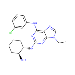 CCn1cnc2c(Nc3cccc(Cl)c3)nc(N[C@H]3CCCC[C@@H]3N)nc21 ZINC000008203285