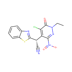 CCn1nc([N+](=O)[O-])c([C@H](C#N)c2nc3ccccc3s2)c(Cl)c1=O ZINC000003224977