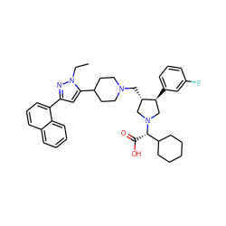 CCn1nc(-c2cccc3ccccc23)cc1C1CCN(C[C@H]2CN([C@@H](C(=O)O)C3CCCCC3)C[C@@H]2c2cccc(F)c2)CC1 ZINC000028011321