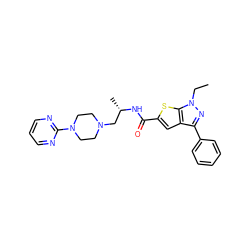 CCn1nc(-c2ccccc2)c2cc(C(=O)N[C@@H](C)CN3CCN(c4ncccn4)CC3)sc21 ZINC000096900083