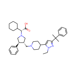 CCn1nc(C(C)(C)c2ccccc2)cc1C1CCN(C[C@H]2CN([C@@H](C(=O)O)C3CCCCC3)C[C@@H]2c2ccccc2)CC1 ZINC000044404475