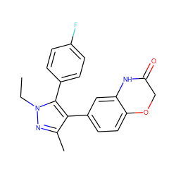 CCn1nc(C)c(-c2ccc3c(c2)NC(=O)CO3)c1-c1ccc(F)cc1 ZINC000200977006