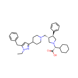 CCn1nc(C2CCN(C[C@H]3CN([C@@H](C(=O)O)C4CCCCC4)C[C@@H]3c3ccccc3)CC2)cc1Cc1ccccc1 ZINC000053132157