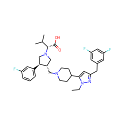 CCn1nc(Cc2cc(F)cc(F)c2)cc1C1CCN(C[C@H]2CN([C@@H](C(=O)O)C(C)C)C[C@@H]2c2cccc(F)c2)CC1 ZINC000096903987