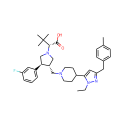 CCn1nc(Cc2ccc(C)cc2)cc1C1CCN(C[C@H]2CN([C@@H](C(=O)O)C(C)(C)C)C[C@@H]2c2cccc(F)c2)CC1 ZINC000028016359