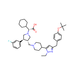 CCn1nc(Cc2ccc(OC(C)(C)C)cc2)cc1C1CCN(C[C@H]2CN([C@@H](C(=O)O)C3CCCCC3)C[C@@H]2c2cccc(F)c2)CC1 ZINC000028022013