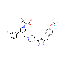 CCn1nc(Cc2ccc(OC(F)(F)F)cc2)cc1C1CCN(C[C@H]2CN([C@@H](C(=O)O)C(C)(C)C)C[C@@H]2c2cccc(F)c2)CC1 ZINC000028086186