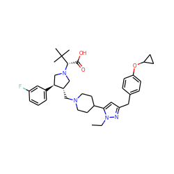 CCn1nc(Cc2ccc(OC3CC3)cc2)cc1C1CCN(C[C@H]2CN([C@@H](C(=O)O)C(C)(C)C)C[C@@H]2c2cccc(F)c2)CC1 ZINC000028017564