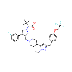 CCn1nc(Cc2ccc(OCC(F)(F)F)cc2)cc1C1CCN(C[C@H]2CN([C@@H](C(=O)O)C(C)(C)C)C[C@@H]2c2cccc(F)c2)CC1 ZINC000028087288