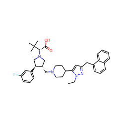 CCn1nc(Cc2cccc3ccccc23)cc1C1CCN(C[C@H]2CN([C@@H](C(=O)O)C(C)(C)C)C[C@@H]2c2cccc(F)c2)CC1 ZINC000028092389