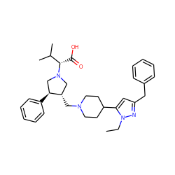 CCn1nc(Cc2ccccc2)cc1C1CCN(C[C@H]2CN([C@@H](C(=O)O)C(C)C)C[C@@H]2c2ccccc2)CC1 ZINC000096302065