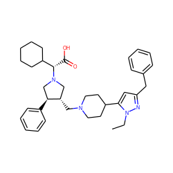 CCn1nc(Cc2ccccc2)cc1C1CCN(C[C@H]2CN([C@@H](C(=O)O)C3CCCCC3)C[C@@H]2c2ccccc2)CC1 ZINC000028015158