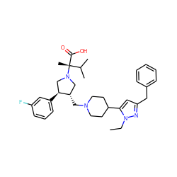 CCn1nc(Cc2ccccc2)cc1C1CCN(C[C@H]2CN([C@](C)(C(=O)O)C(C)C)C[C@@H]2c2cccc(F)c2)CC1 ZINC000028016658